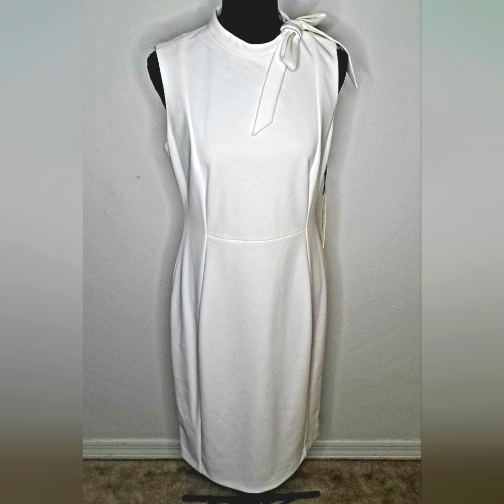 Calvin Klein, white dress.